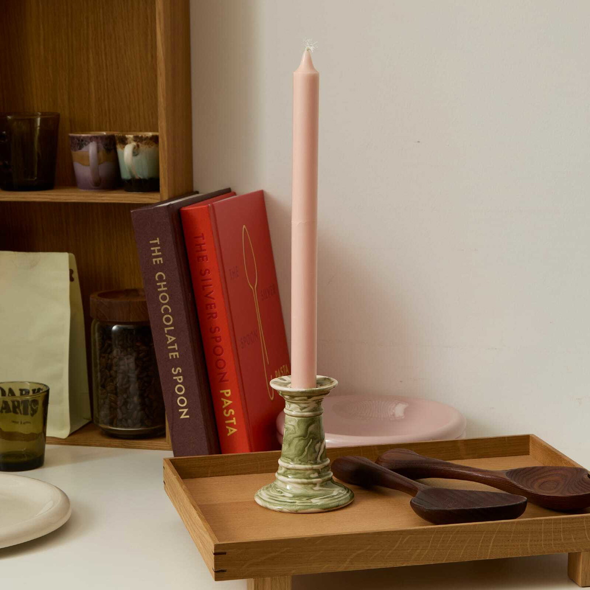 The Conran Shop Wardour Stubby Candlestick in Green 