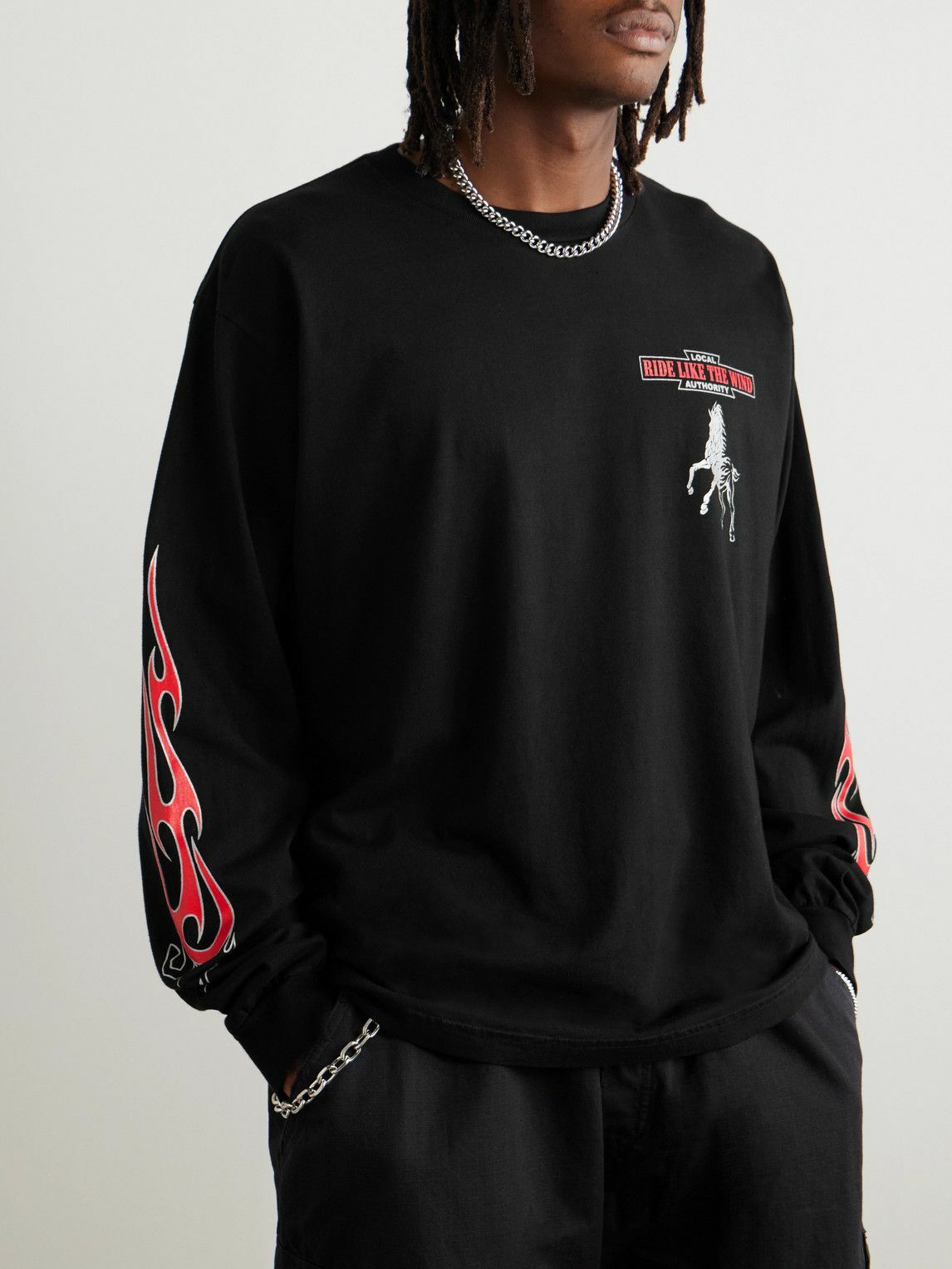 Local Authority LA - Horse Power Logo-Print Cotton-Jersey T-Shirt - Black