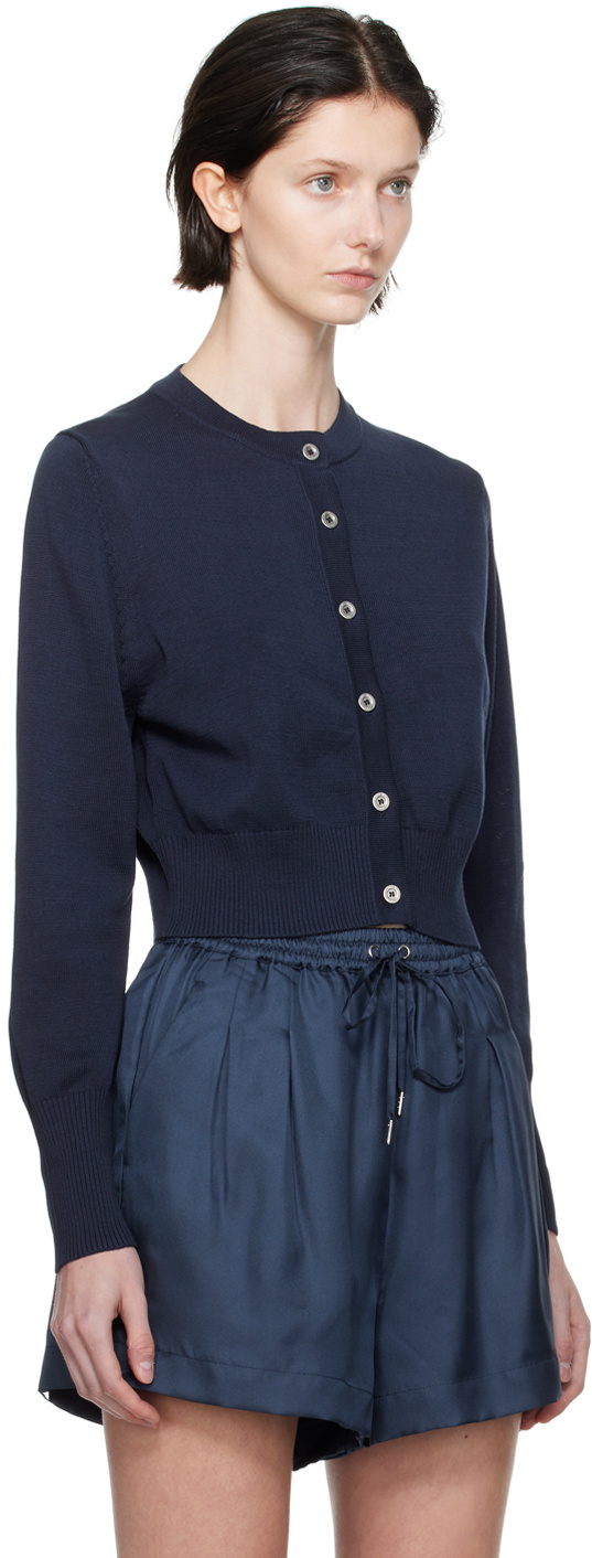 Silk Laundry Navy Cropped Cardigan