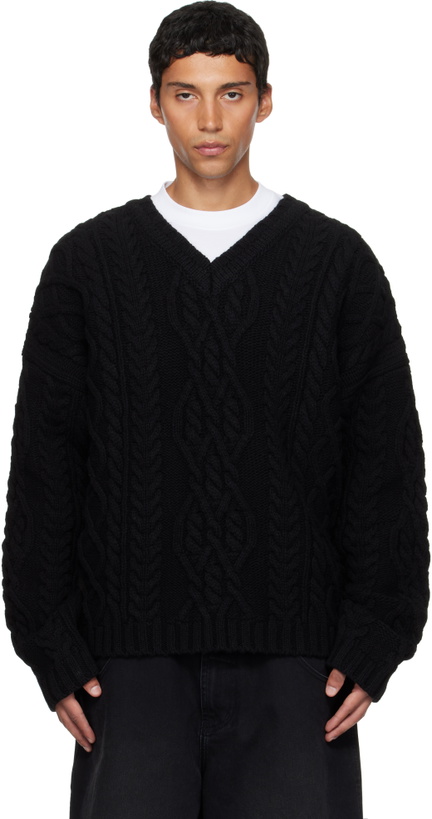 Photo: VETEMENTS Black Cable-Knit Sweater