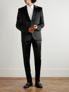 McQueen - Slim-Fit Straight-Leg Hammered-Satin Suit Trousers - Black