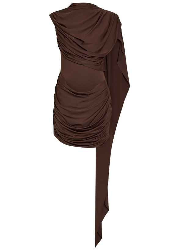 Photo: DE LA Vali Elara Draped Stretch-jersey Mini Dress Brown