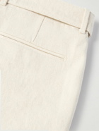 Stòffa - Tapered Pleated Belted Cotton-Twill Trousers - Neutrals
