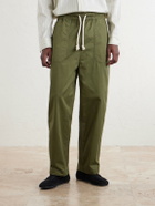 Officine Générale - Ferry Wide-Leg Cotton-Twill Drawstring Shorts - Green