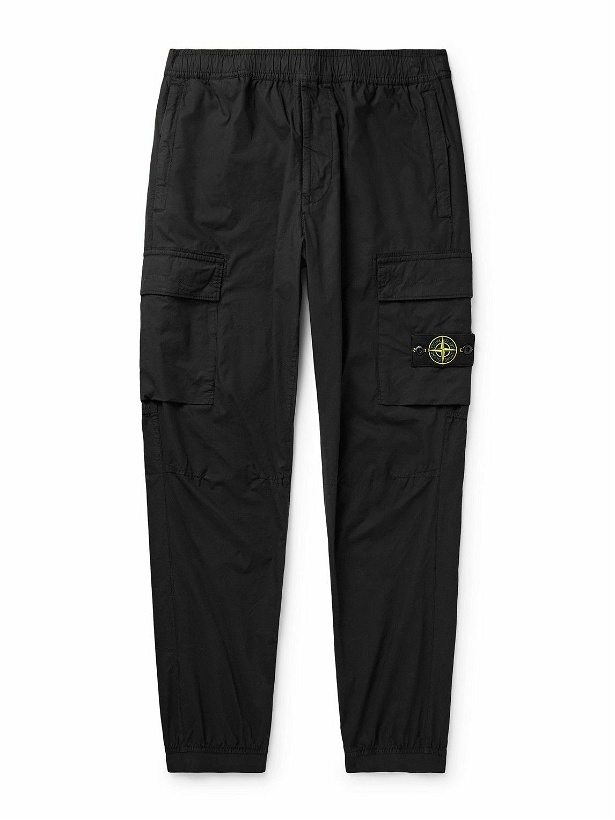 Photo: Stone Island - Tapered Cotton-Blend Cargo Trousers - Black