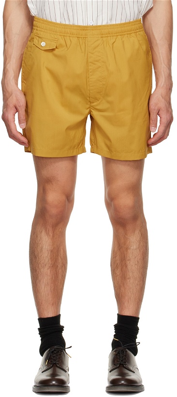 Photo: BEAMS PLUS Yellow Polyester Swim Shorts