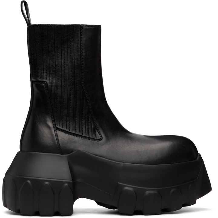 Photo: Rick Owens Black Tower Beatle Mega Tractor Chelsea Boots