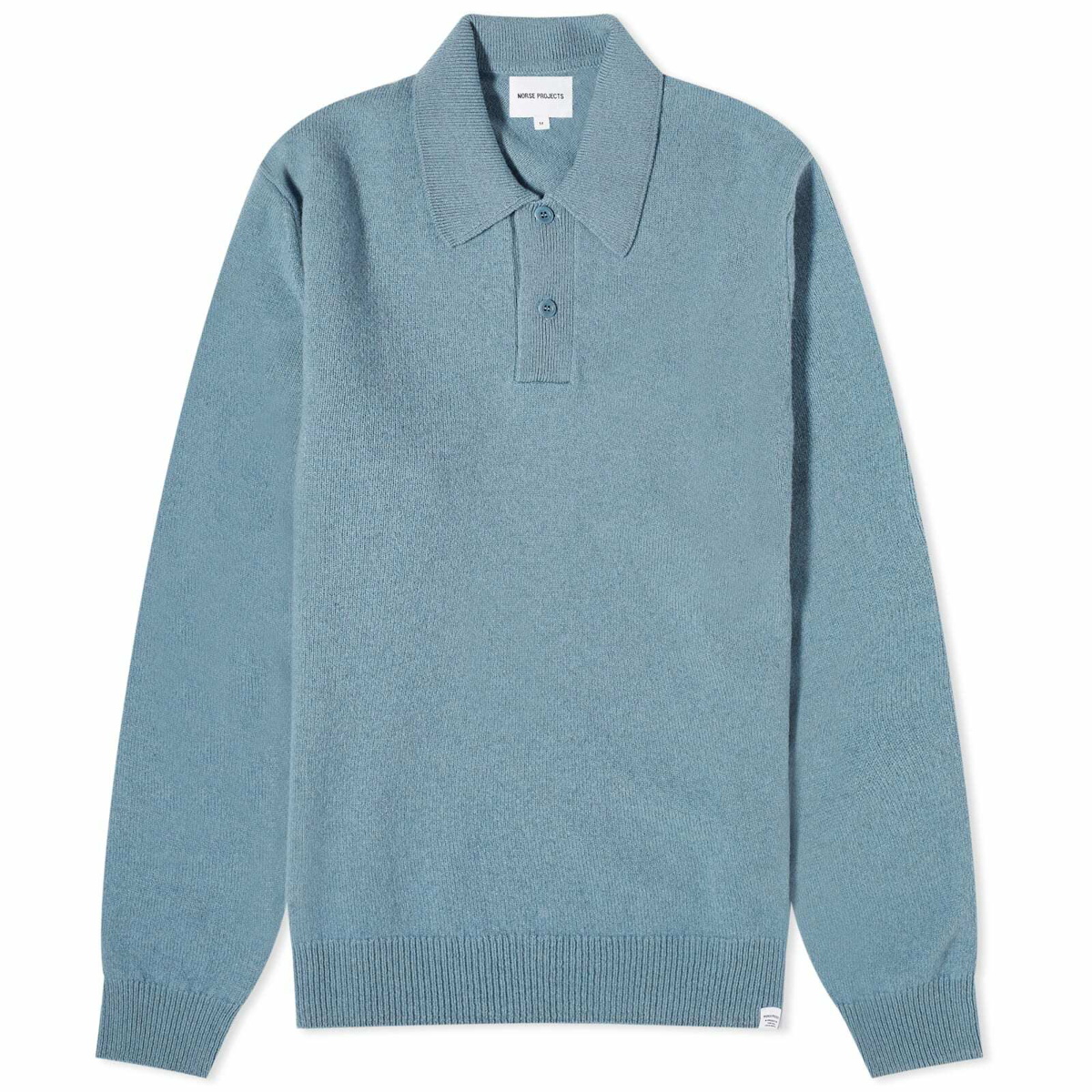 Photo: Norse Projects Men's Marco Merino Lambswool Polo Shirt in Light Stone Blue