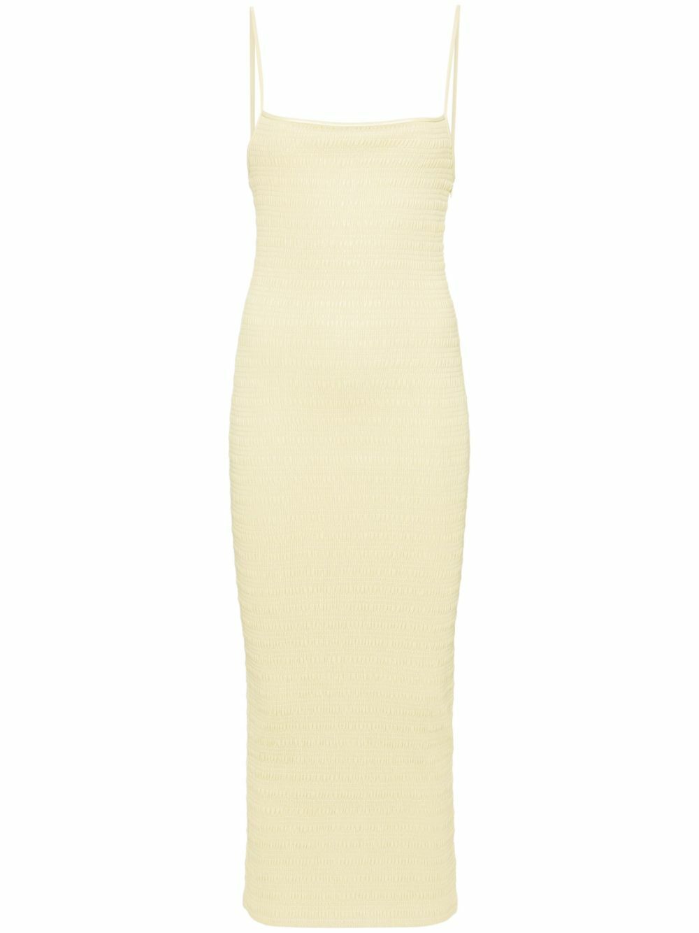 knee length dresses for ladies Smocked Yellow Floral Midi Dress | Trendy Women's Dress