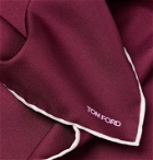TOM FORD - Contrast-Tipped Silk-Twill Pocket Square - Burgundy