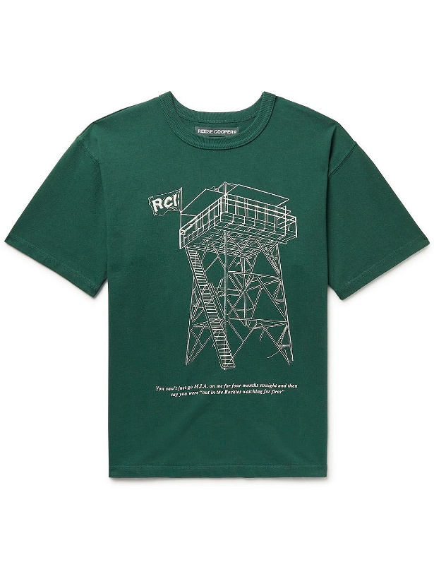 Photo: Reese Cooper® - Watchtower Printed Cotton-Jersey T-Shirt - Green