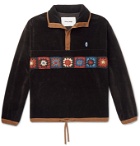 Story Mfg. - Polite Oversized Crochet-Trimmed Organic Cotton-Velvet Sweatshirt - Black