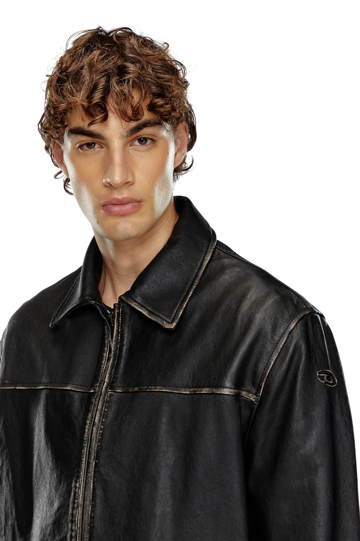 Diesel Distressed leather jacket - Leather jackets Mens in Black