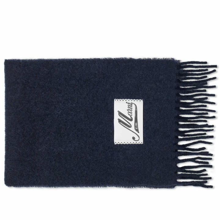 Photo: Marni Men's Fringe Label Scarf in Blue Black