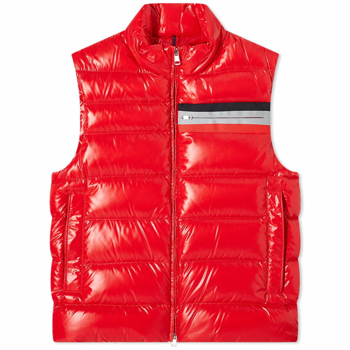 Photo: Moncler Men's Parpaillon Tricolore Band Gilet in Red