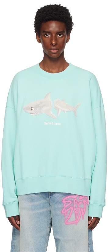Photo: Palm Angels Blue Shark Sweatshirt