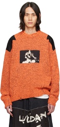 LU'U DAN Orange & Black Shoulder Patch Sweater