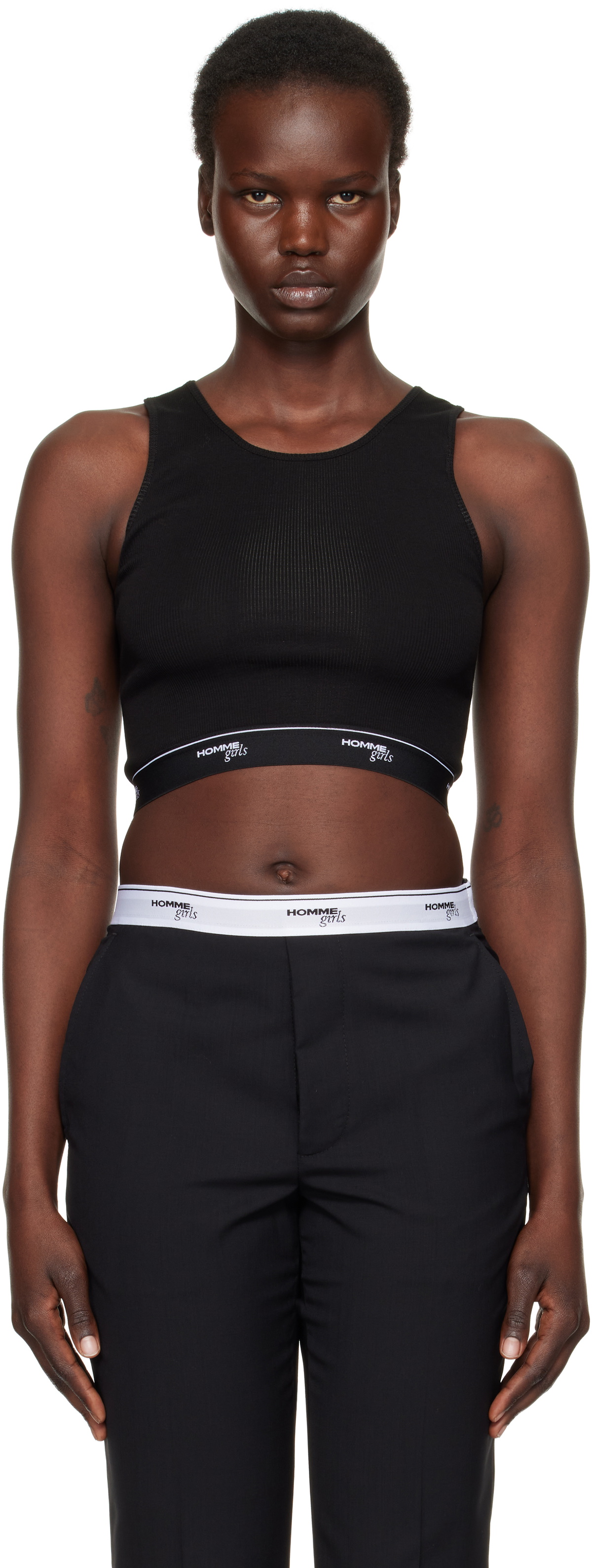 トップス Homme girls | LOGO CROPPED TANK IN WHITE Logo Cropped Tank in White – HOMMEGIRLS