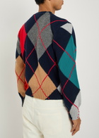 JW Anderson Pringle Argyle Crew-neck Wool Jumper Navy