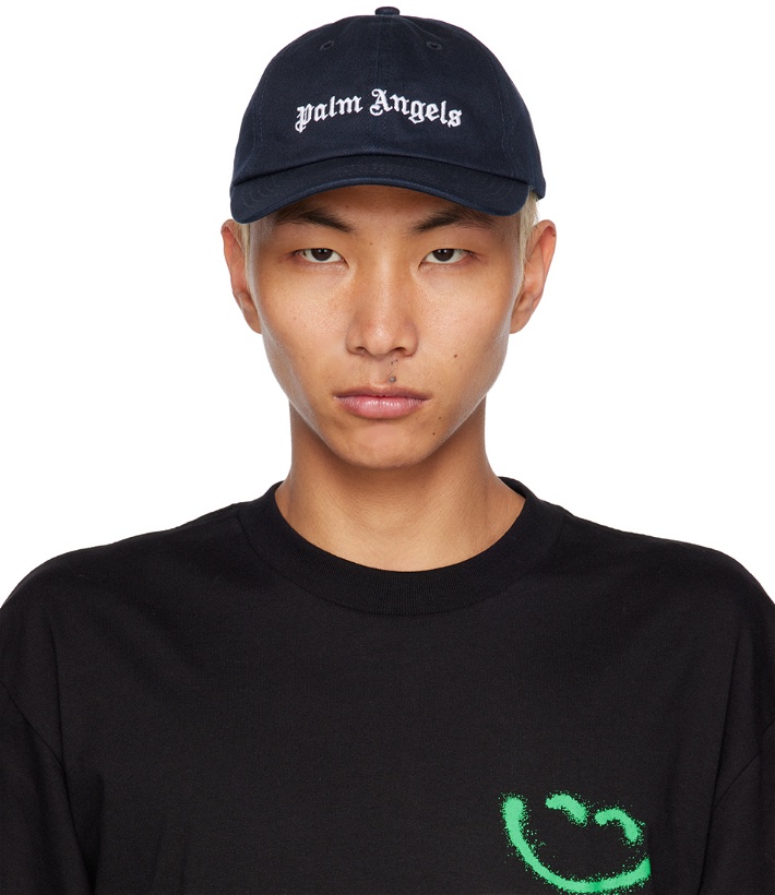 Photo: Palm Angels Navy Embroidered Baseball Cap