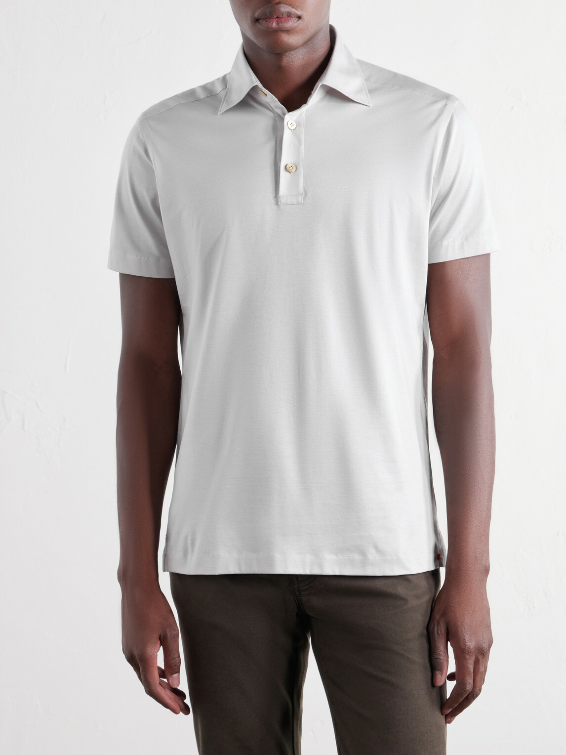 Kiton - Cotton-Jersey Polo Shirt - Gray