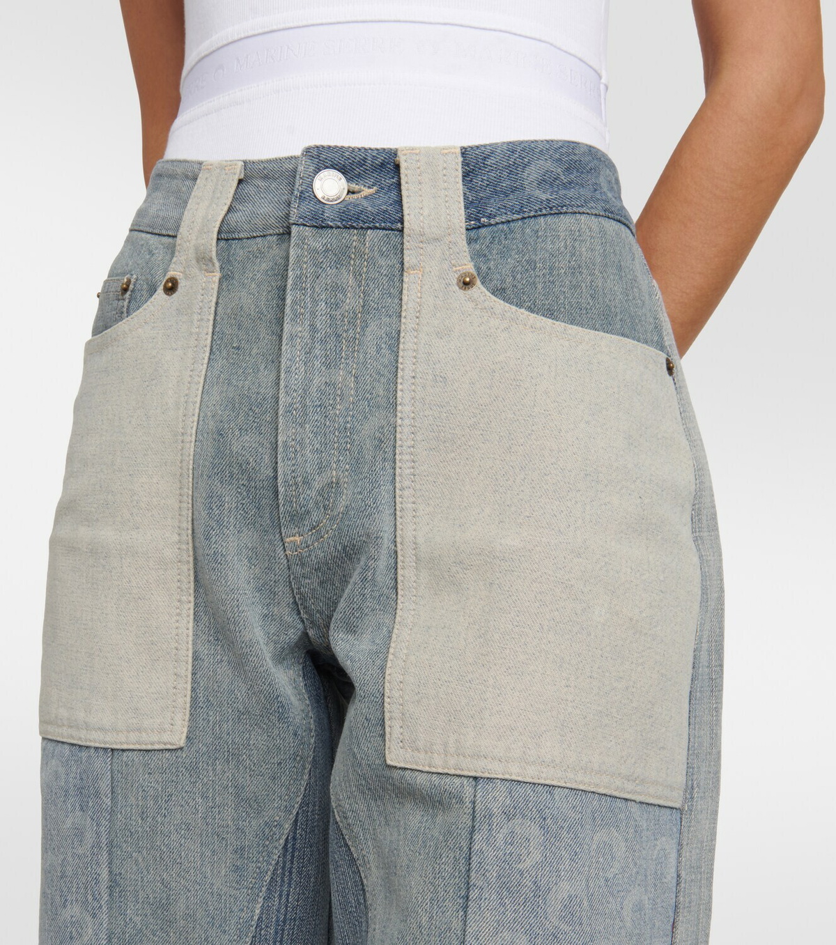 Marine Serre Patchwork high-rise wide-leg jeans Marine Serre