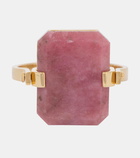 Aliita Deco Sandwich 9kt gold ring with agate and rhodonite