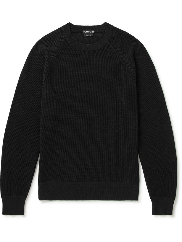 Photo: TOM FORD - Ribbed Cotton and Silk-Blend Sweater - Black