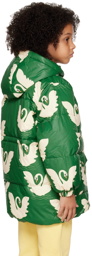 Mini Rodini Kids Green Swan Heavy Puffer Jacket