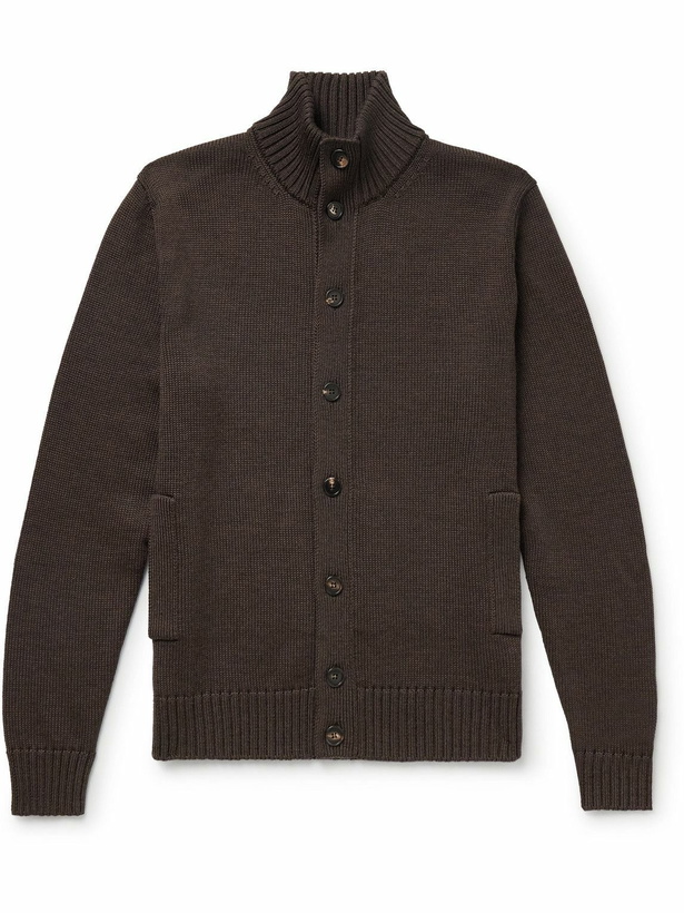 Photo: Incotex - Zanone Virgin Wool Cardigan - Brown