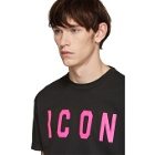 Dsquared2 Black and Pink Acid Punk Icon Cool Fit T-Shirt