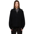 R2W Black Paulo Wool Hairy Zip-Up Sweater
