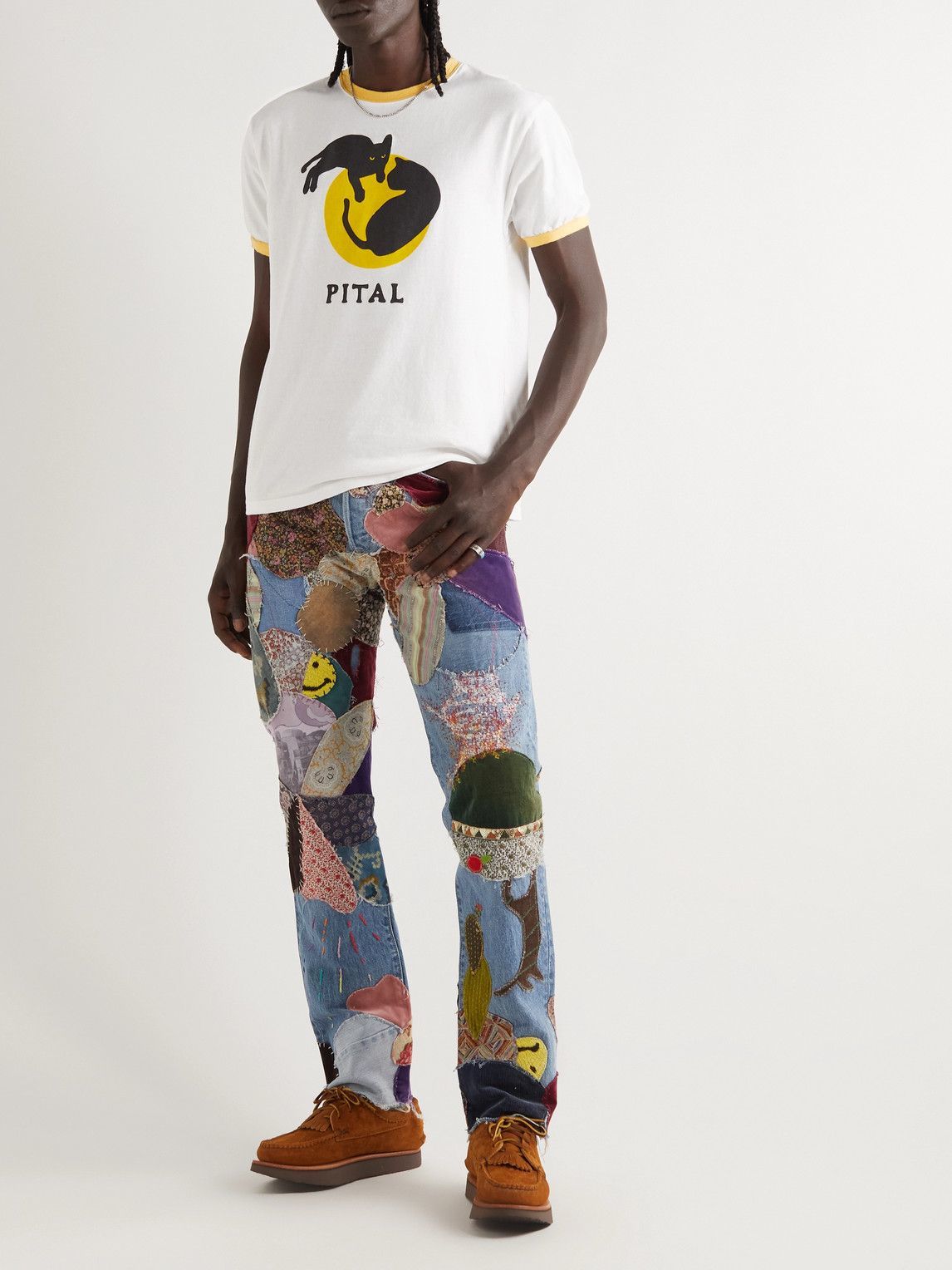 KAPITAL - Printed Cotton-Jersey T-Shirt - White KAPITAL