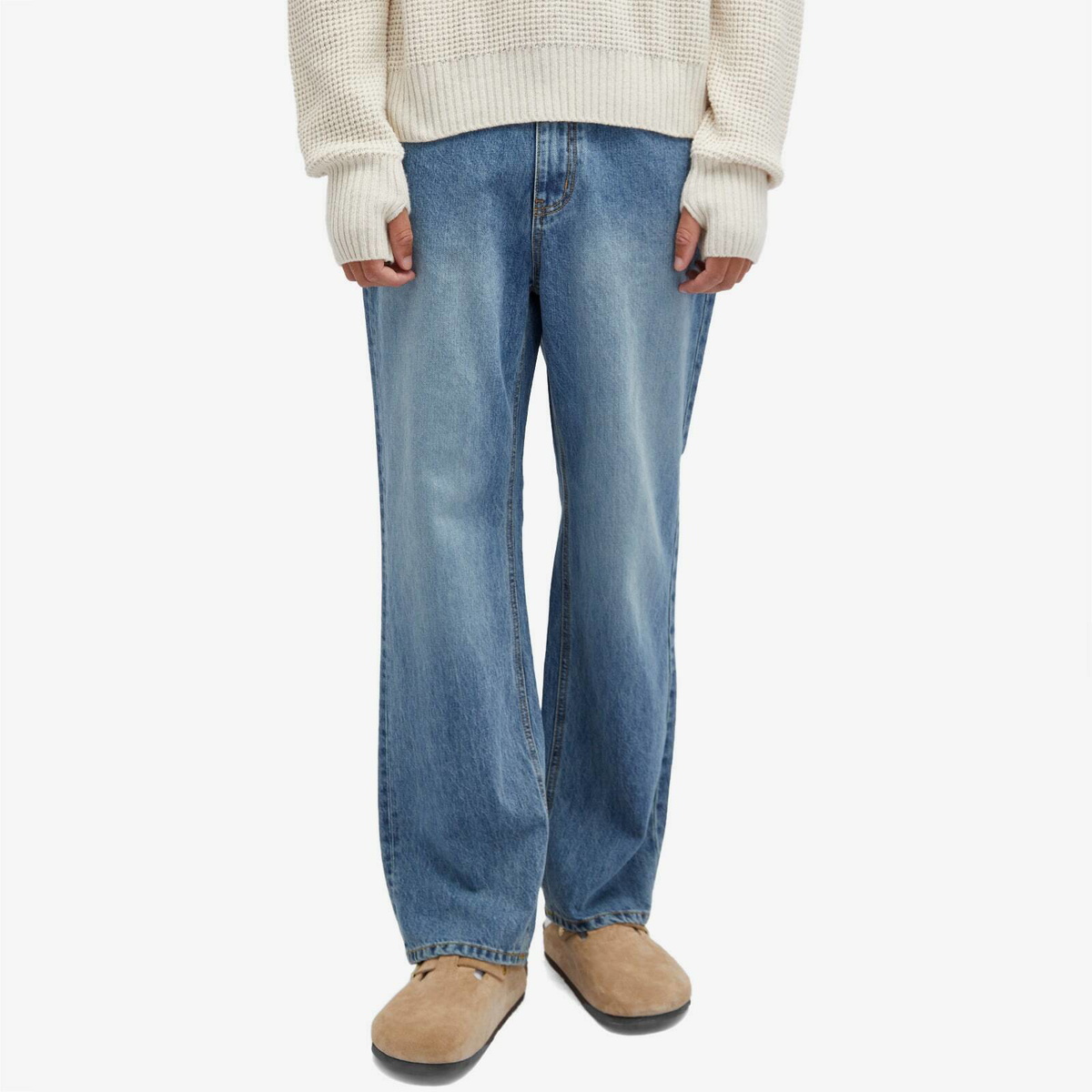 【MODERNIF】Grayish Blue Wide Denim Pants Frizmworks OG Wide Denim Pants - Light Blue | Wallace