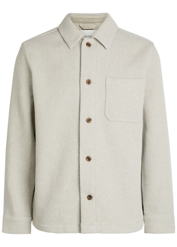Photo: Les Deux Hamilton Textured Twill Overshirt Light Grey