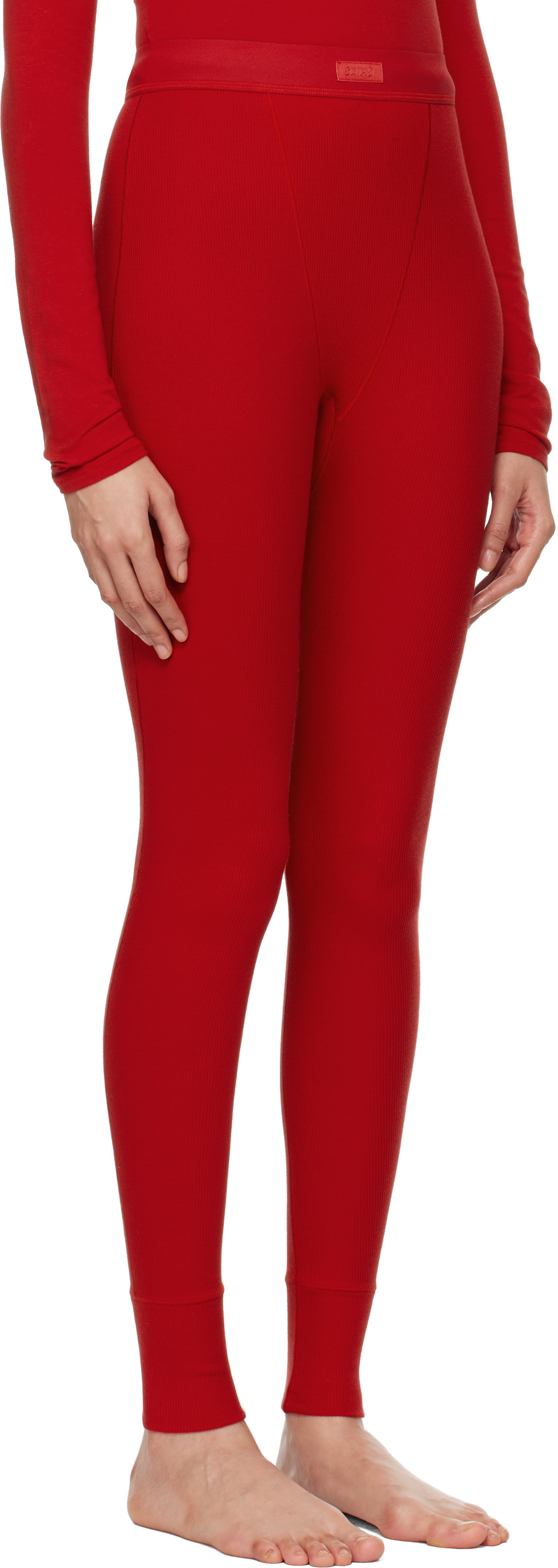 SKIMS Red Cotton Rib Leggings