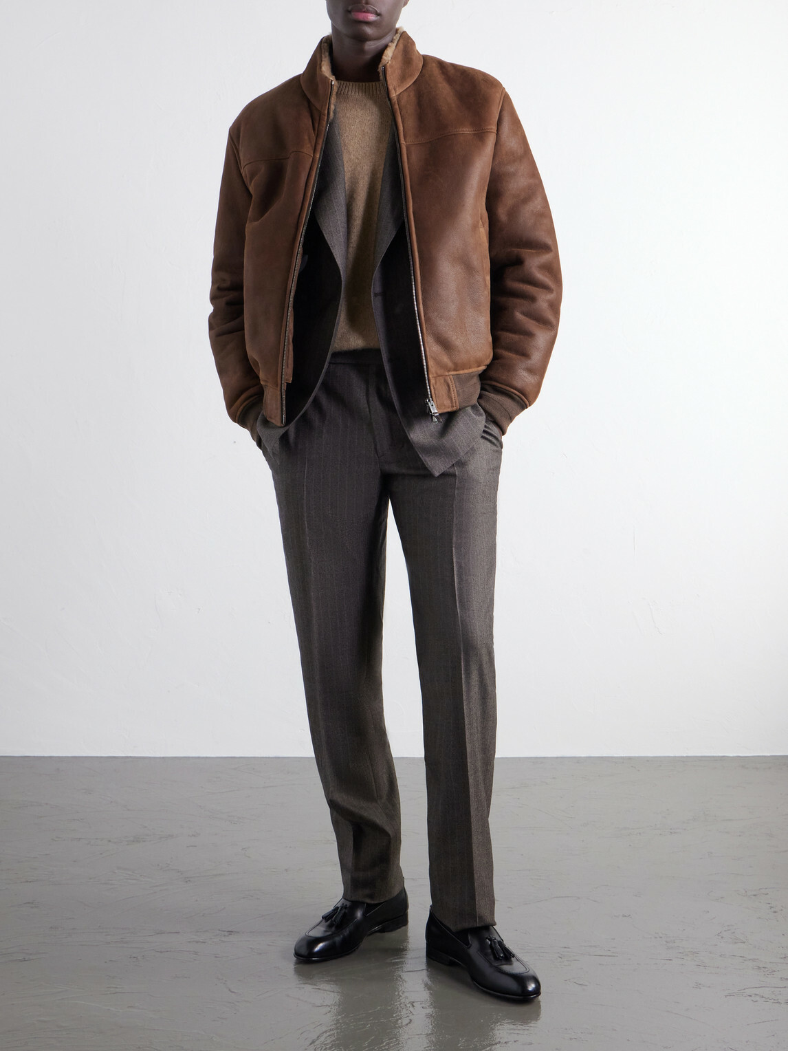 Canali - Shearling-Lined Full-Grain Leather Jacket - Brown