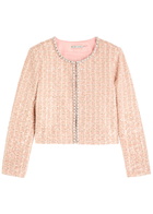 Alice + Olivia Kidman Embellished Tweed Jacket Pearl