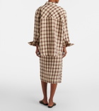 Róhe Checked linen midi skirt