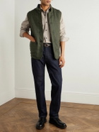 Purdey - Padded Herringbone Wool-Blend Gilet - Green