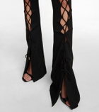 David Koma Lace-up cotton jersey flared pants