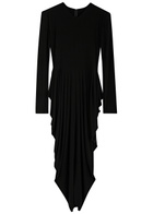 Norma Kamali Belted Draped Stretch-jersey Midi Dress Black