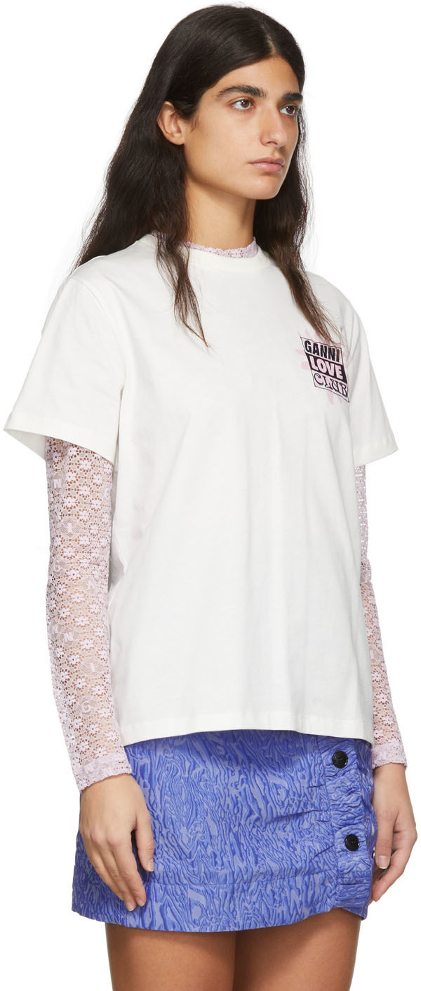 Ganni tシャツ ラブクラブ LOVECLUBプリント ホワイト Ganni Love Club