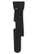 Ganni Logo-embroidered Lace Tights Black