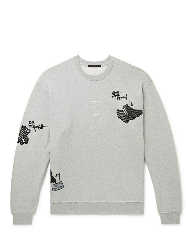 Photo: HAYDENSHAPES - Arsham Stampd Eroded Embellished Cotton-Jersey Sweatshirt - Gray