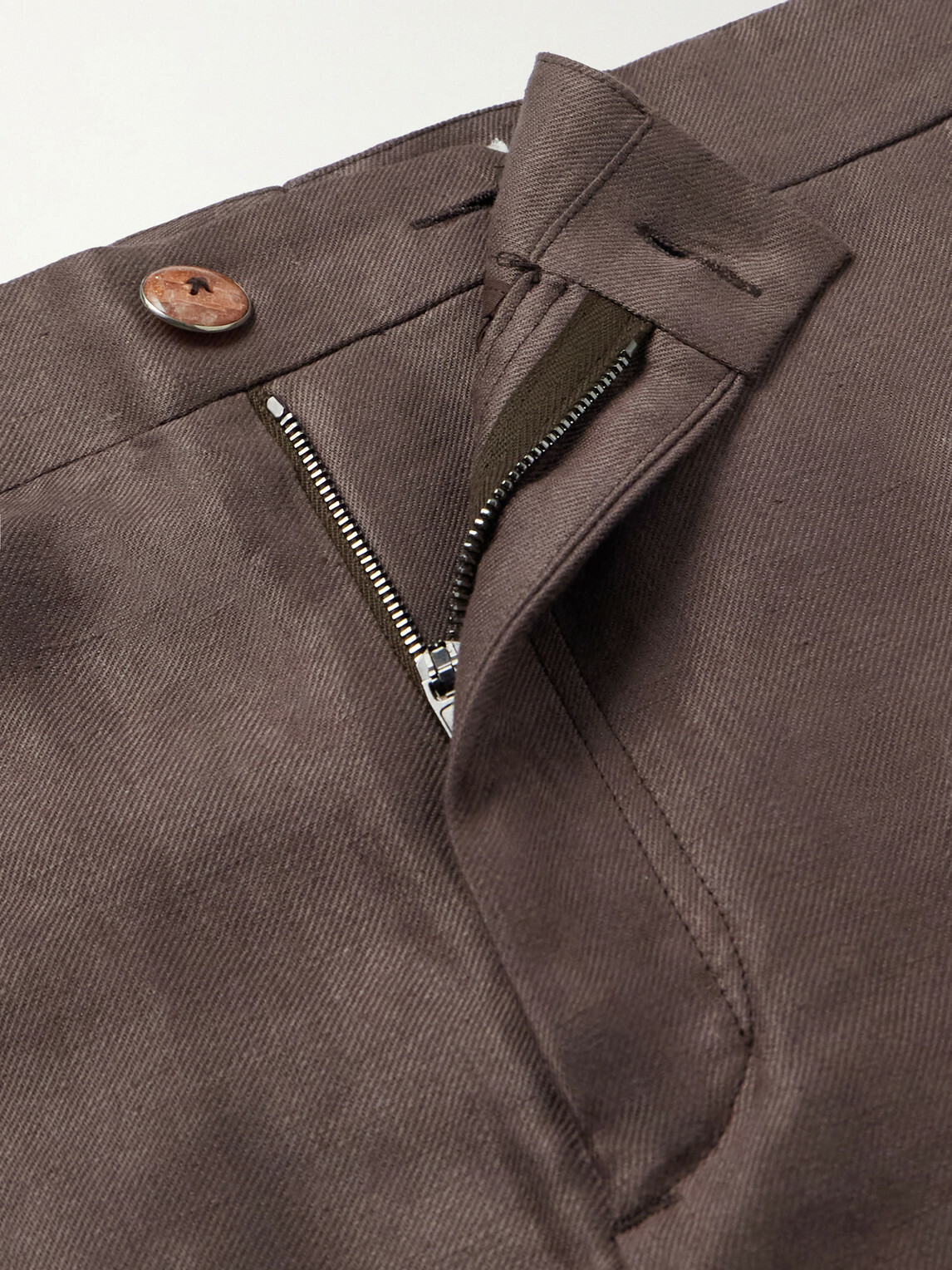 God's True Cashmere - Straight-Leg Linen-Twill Shorts - Brown