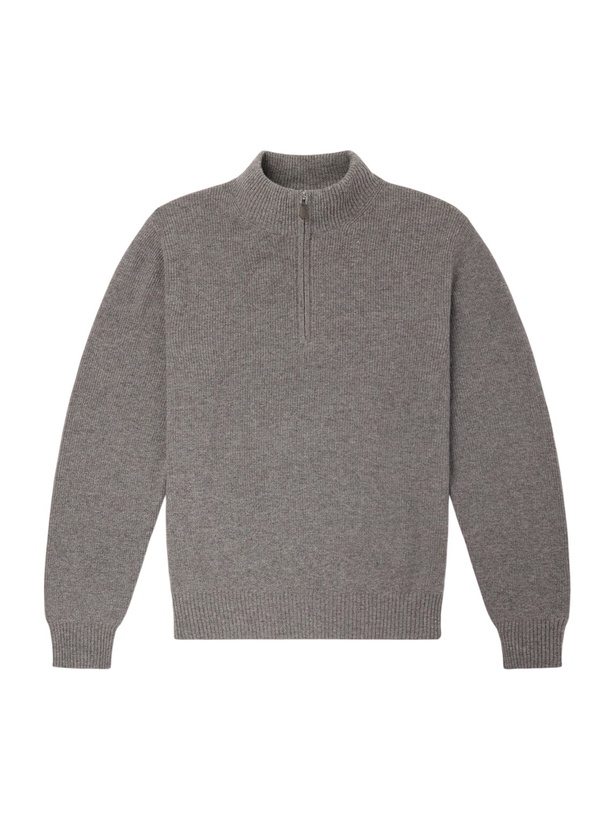 Photo: N.PEAL - Ribbed Cashmere Zip-Up Sweater - Gray