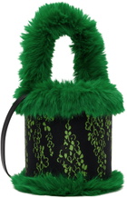 SHUTING QIU Green & Black Jacquard Patchwork Bucket Bag