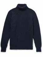 Inis Meáin - Boatbuilder Ribbed Donegal Merino Wool and Cashmere-Blend Rollneck Sweater - Blue