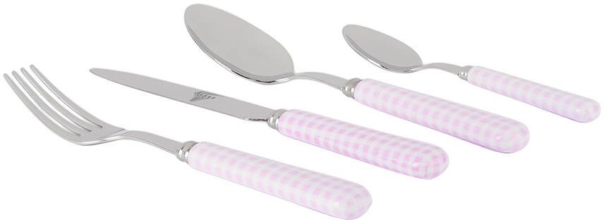 Sabre Pink Vichy Flatware Set, 4 pcs